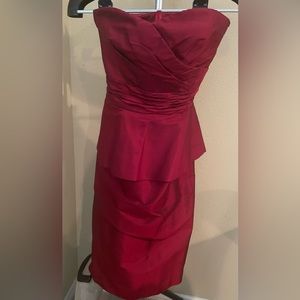 Ralph Lauren Beautiful strapless mini dress,peplum, burgundy red.
